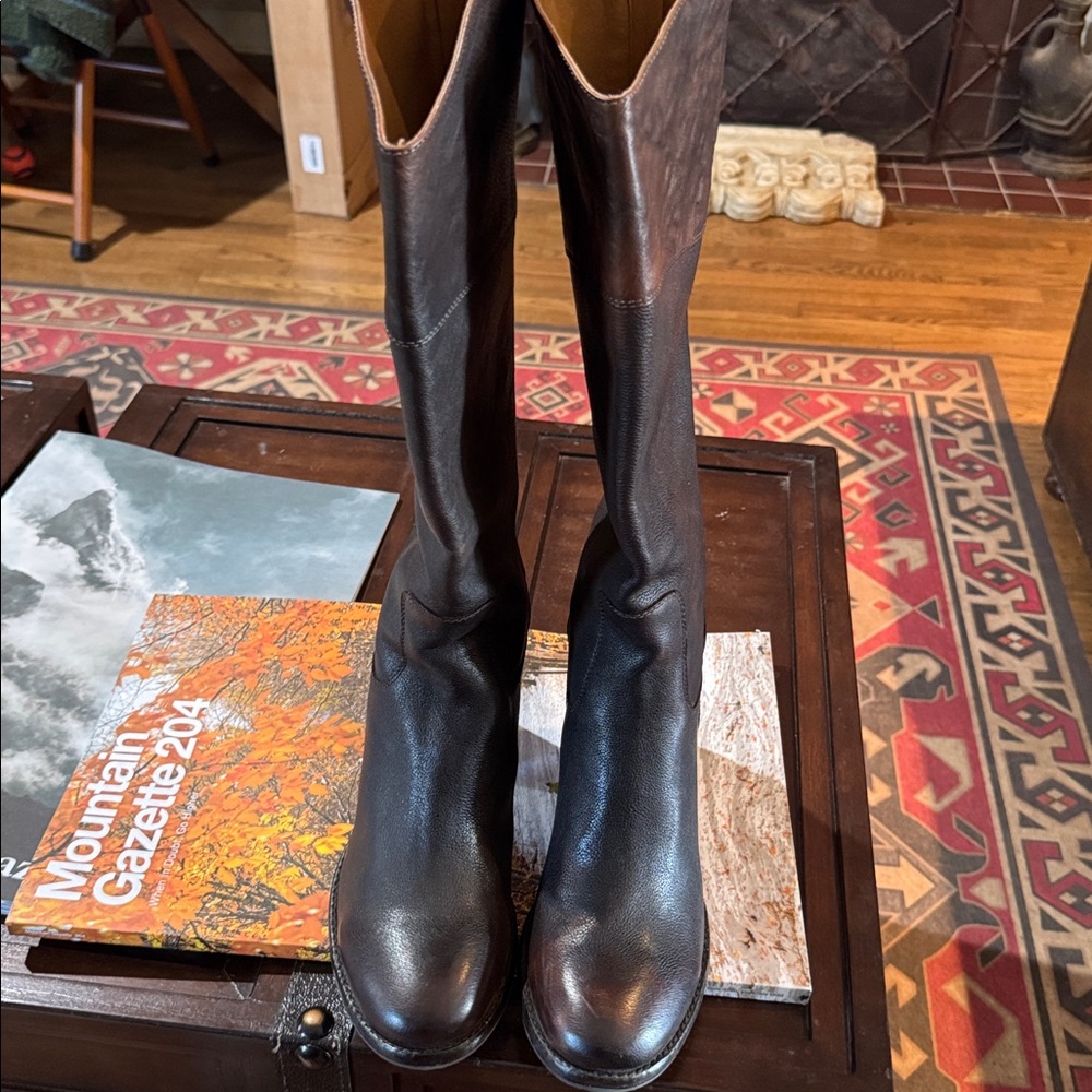 PATRICIA NASH Dark Brown leather Loretta Tall Knee High Riding Heeled Boots